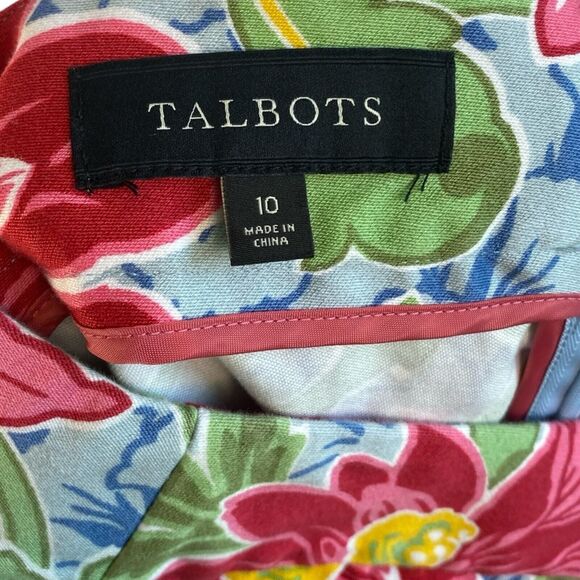TALBOTS Size 10 Floral Spring A-Line Knee Length Skirt Side Zip 543 - Picture 3 of 8